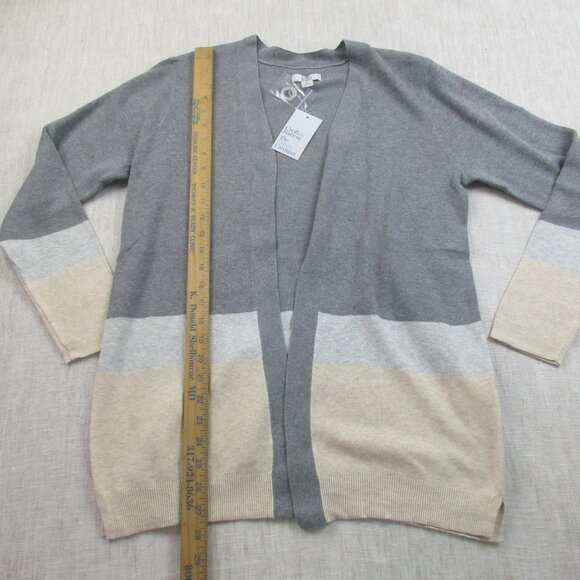 Croft & Barrow Cardigan Sweater Womens Medium Gray Ivory Classic‎ Fit Open Front - Picture 7 of 10